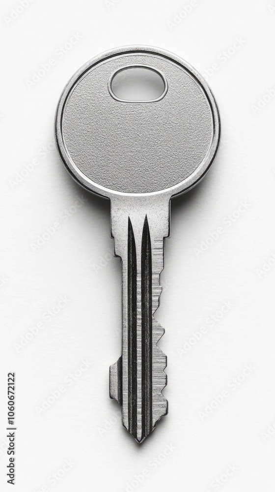 Simple, elegant key in a polished lock Simple, elegant key in a polished lock