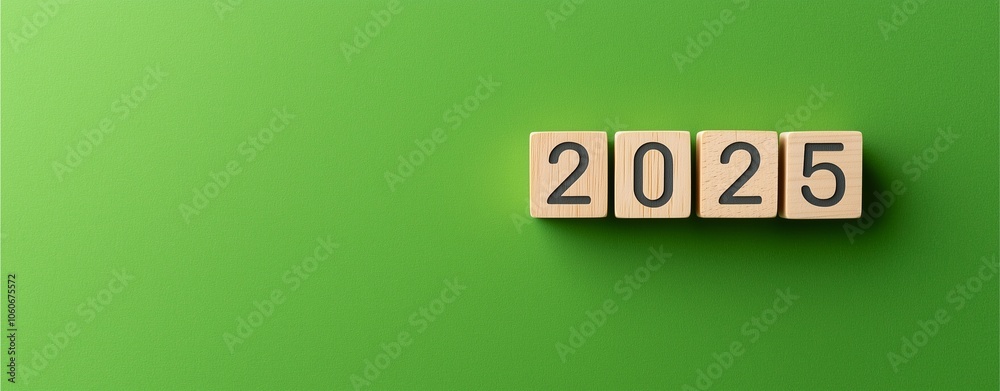 Four wooden blocks display the number 