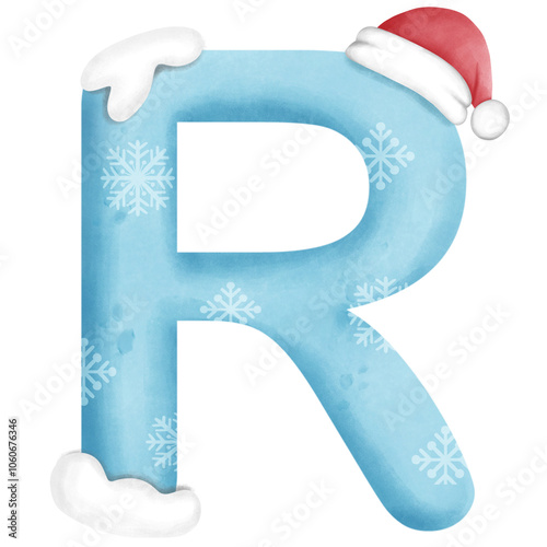 christmas snow alphabet, illustration