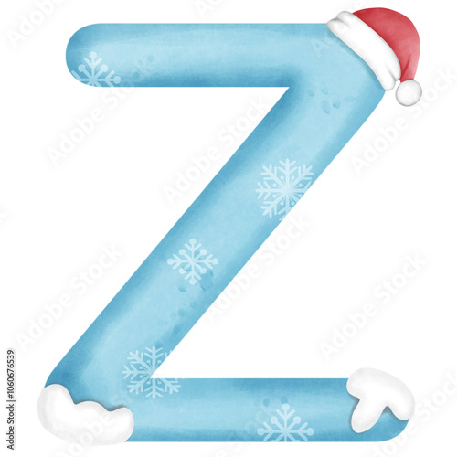 christmas snow alphabet, illustration