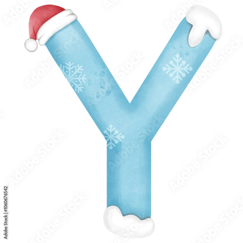 christmas snow alphabet, illustration