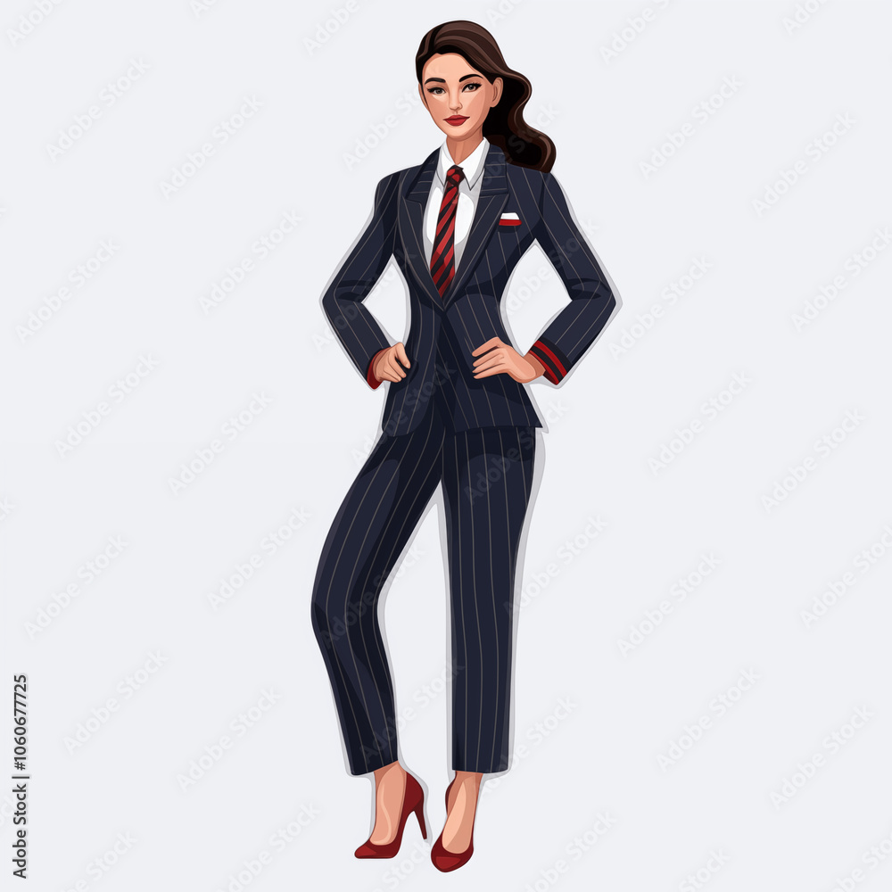 Fototapeta premium A confident cartoon character in a stylish business suit standing with poise indoors