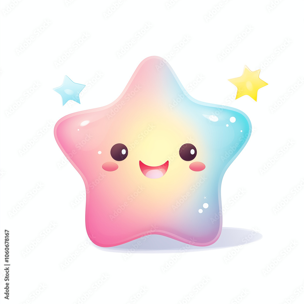 A cheerful, colorful cartoon star character smiling brightly in a playful, whimsical setting A cheerful, colorful cartoon star character smiling brightly in a playful, whimsical setting