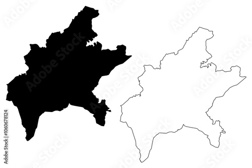 Goiania City (Federative Republic of Brazil, Goias State) map vector illustration, scribble sketch City of Goiania map