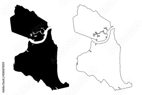 Natal City (Federative Republic of Brazil, Rio Grande do Norte State) map vector illustration, scribble sketch City of Natal map