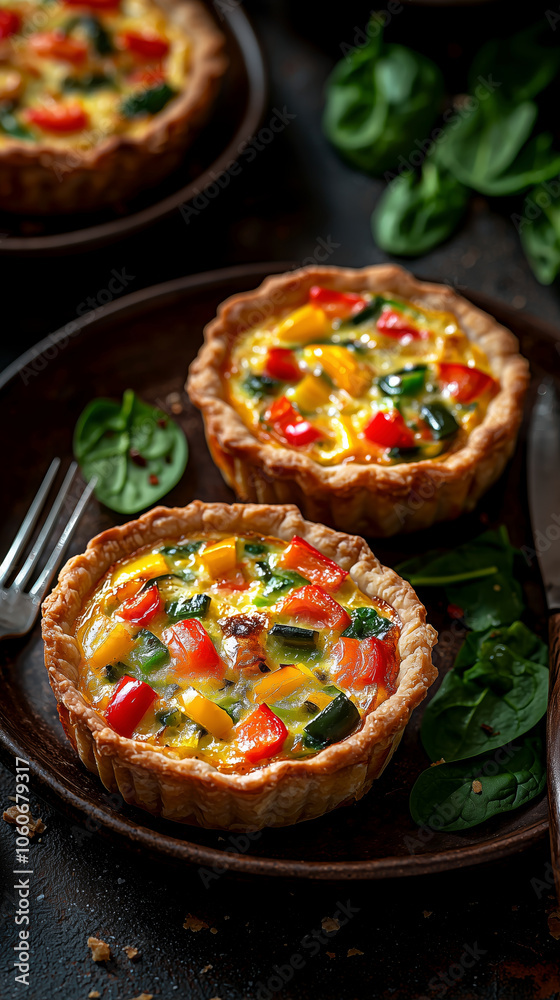 Mini vegetable quiches with colorful veggies Mini vegetable quiches with colorful veggies