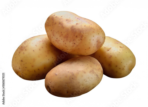 Raw Potatoes Cutout on white background