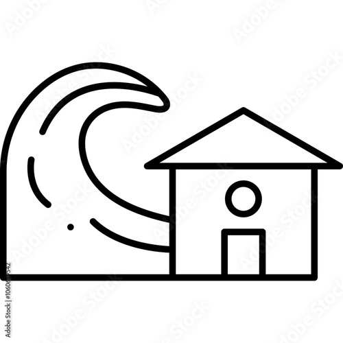 Storm hitting House single vector icon 