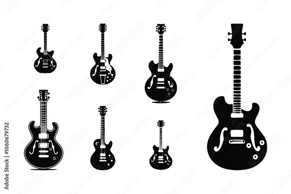 Naklejka premium Collection of guitar set logo icon vector set