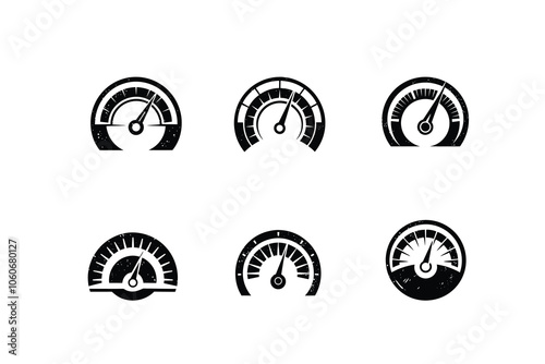 Speedometer Icon Set Silhouettes and Vector Art Designs