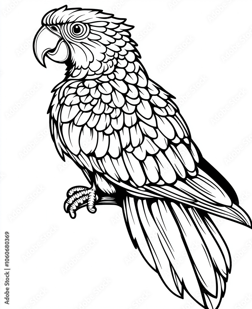 Obraz premium Coloring for kids, coloring birds, parrot.