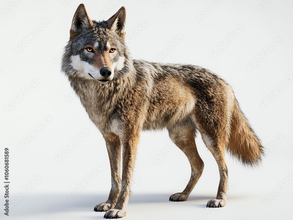 Fototapeta premium Wolf, white isolate background