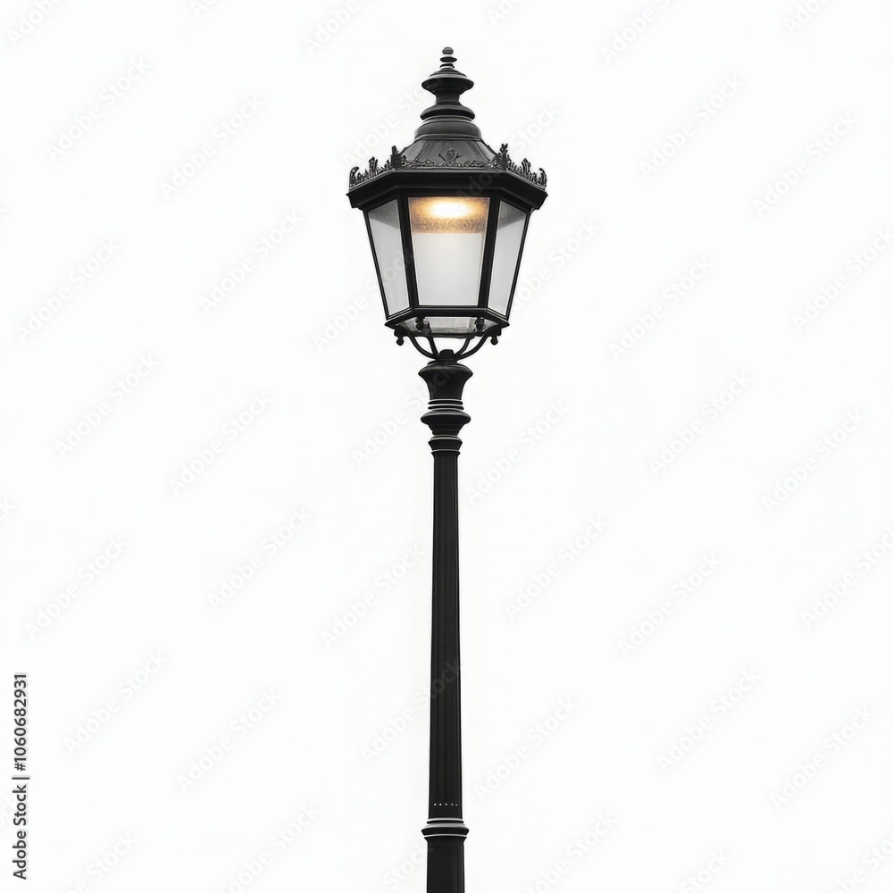 Elegant Street Lamp Isolated on a Clean White Background, Showcasing Its Design and Functionality for Urban Lighting Elegant Street Lamp Isolated on a Clean White Background, Showcasing Its Design and Functionality for Urban Lighting