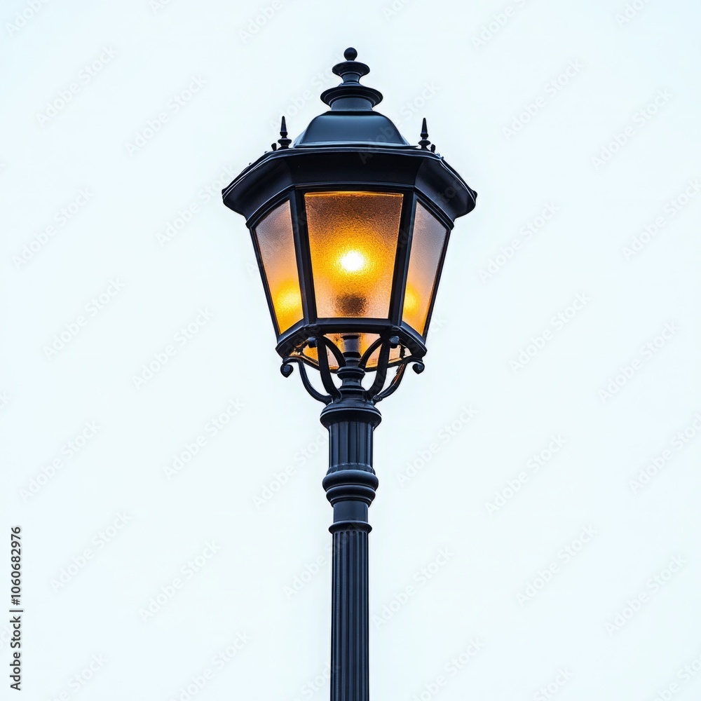 Elegant Street Lamp Isolated on a Clean White Background, Showcasing Its Design and Functionality for Urban Lighting Elegant Street Lamp Isolated on a Clean White Background, Showcasing Its Design and Functionality for Urban Lighting