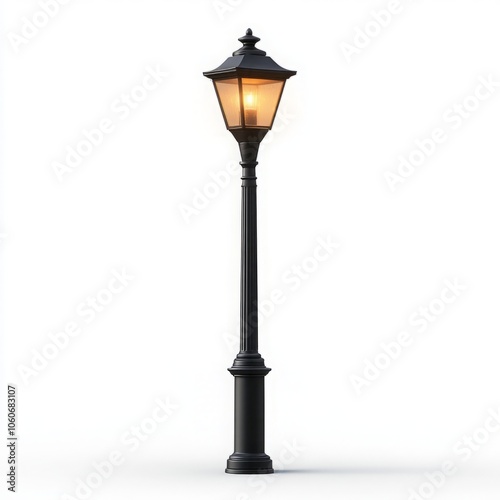 Elegant Street Lamp Isolated on a Clean White Background, Showcasing Its Design and Functionality for Urban Lighting