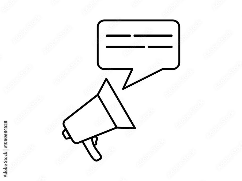 loudspeaker, megaphone with speech bubble about sale, icon, discount banner, offer thin line symbols for web and mobile phone on white background - editable stroke vector illustration loudspeaker, megaphone with speech bubble about sale, icon, discount banner, offer thin line symbols for web and mobile phone on white background - editable stroke vector illustration