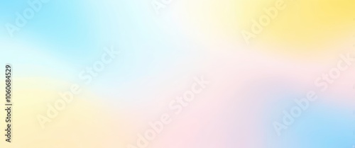 Soft pastel gradient, watercolor texture, dreamy abstract background, light blue to pale yellow transition, delicate rainbow hues, ethereal atmosphere, gentle color blending, minimalist design, soothi