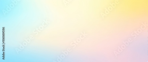 Soft pastel gradient, watercolor texture, dreamy abstract background, light blue to pale yellow transition, delicate rainbow hues, ethereal atmosphere, gentle color blending, minimalist design, soothi