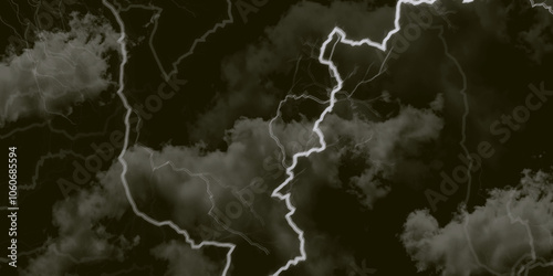 Lightning bolt. thunder lighting on black sky. 3d illustration, lightning, storm, thunder set. Frame of lightnings on black background 8k. black marble background.