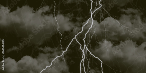 Lightning bolt. thunder lighting on black sky. 3d illustration, lightning, storm, thunder set. Frame of lightnings on black background 8k. black marble background.