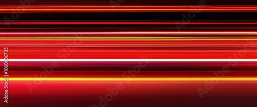 Abstract striped pattern, vibrant horizontal lines, motion blur effect, neon colors, red orange yellow purple, dynamic composition, digital art, long exposure light trails, futuristic aesthetic, high 