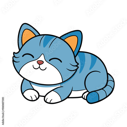 Lazy cute cat sleeping cartoon