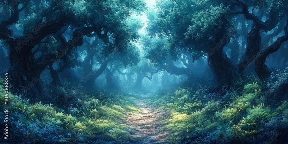 Fototapeta premium A Path Through a Dark and Mystical Forest