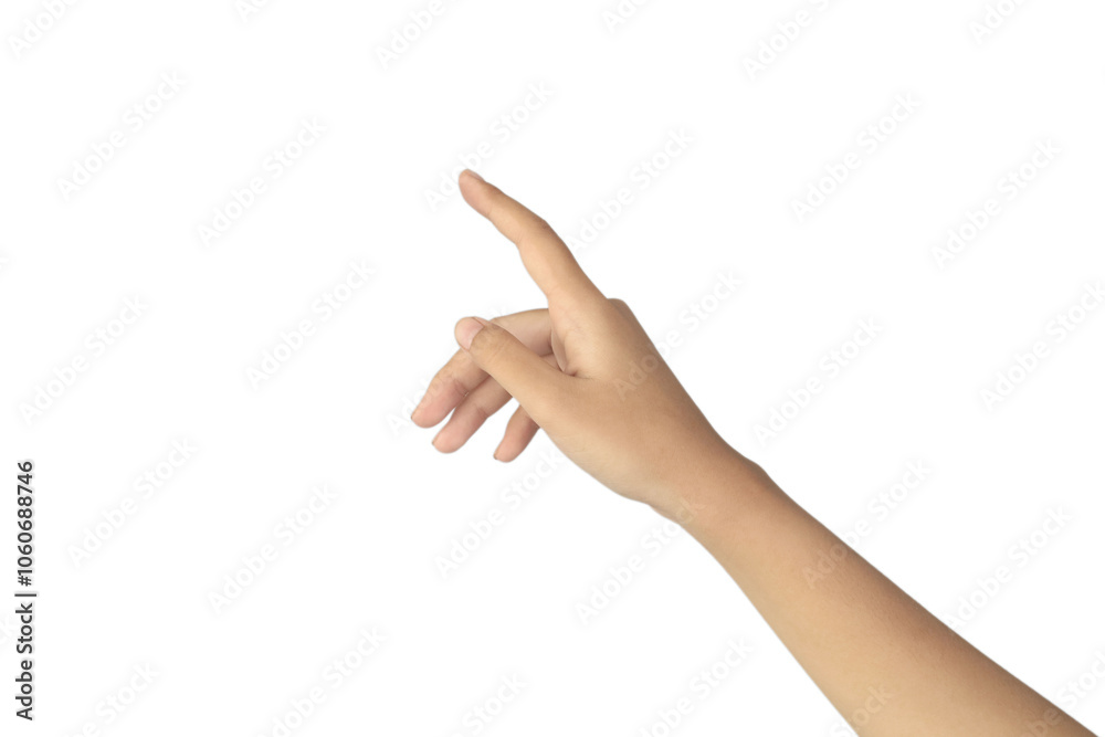 A hand pointing to the right, used to indicate direction or draw attention, isolated on a white background. A hand pointing to the right, used to indicate direction or draw attention, isolated on a white background.