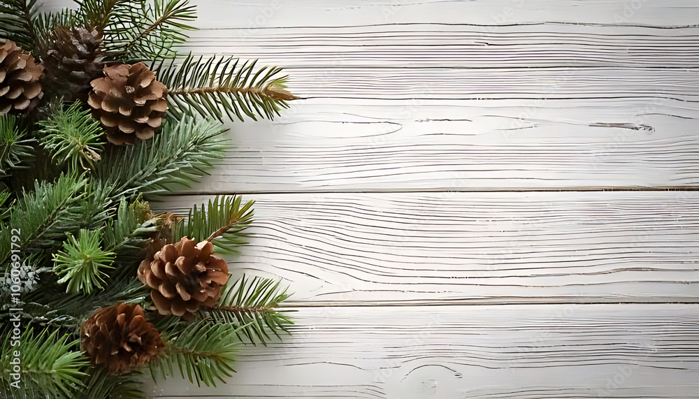 fir branches pine cones wooden snowy white winter background christmas new year displays cards fir branches pine cones wooden snowy white winter background christmas new year displays cards