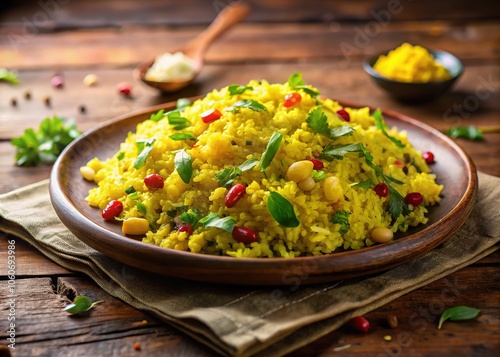 Indulge in the flavors of India with this poha breakfast.