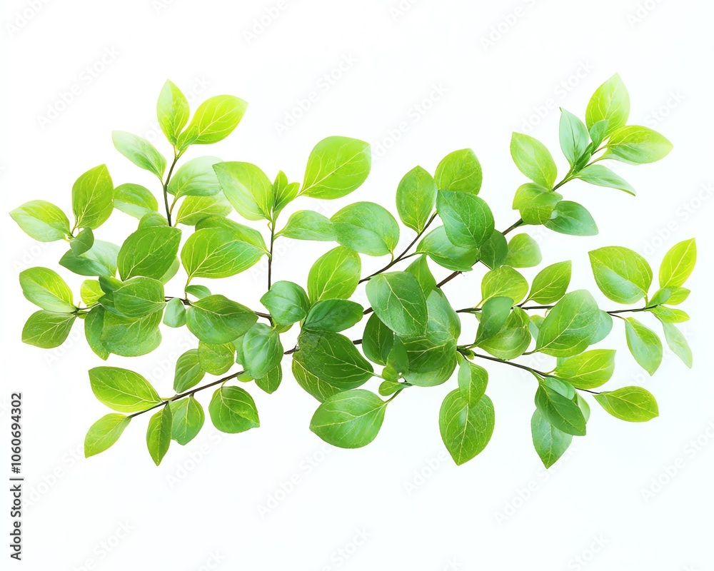 Dynamic image of lively boxwood leaves swirling gently in the air, contrasting beautifully with a bright white background, symbolizing freshness and organic vitality Dynamic image of lively boxwood leaves swirling gently in the air, contrasting beautifully with a bright white background, symbolizing freshness and organic vitality