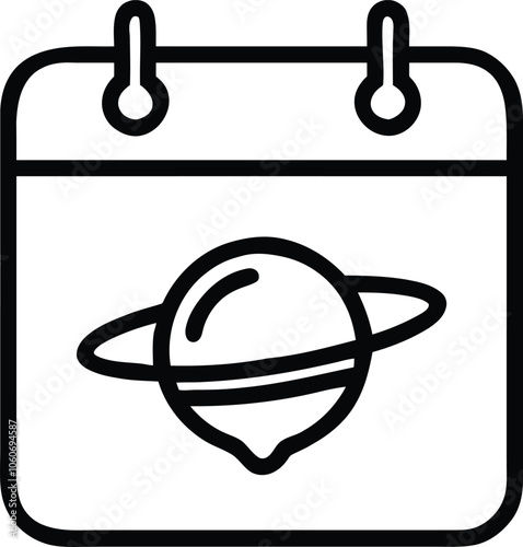 Space exploration, minimalist line drawing, planet with rings, satellite, retro sci-fi style, black and white illustration, simple geometric shapes, cosmic discovery, astronomical icon, childlike wond