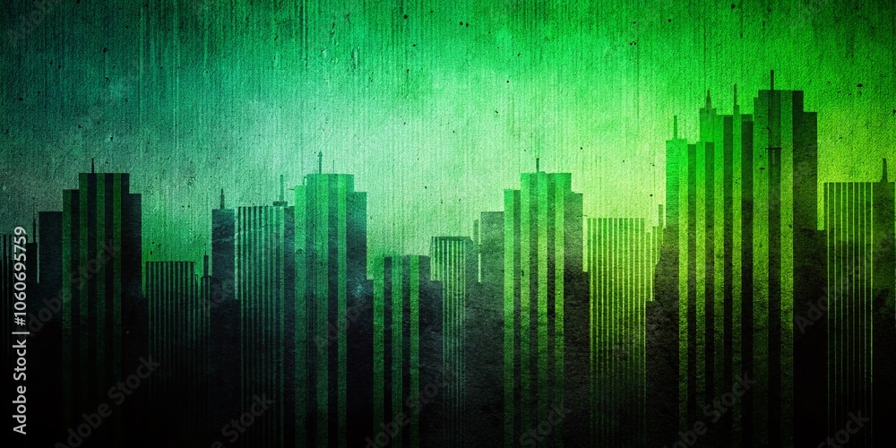 Retro Poster Background with Black and Vibrant Green Grainy Gradient, Colorful Noise Texture for Architectural Photography and Design Inspiration