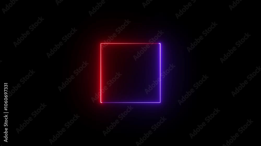 Glowing neon red and purple color square frame animation. Abstract neon effect square border frame animation. Glowing neon red and purple color square frame animation. Abstract neon effect square border frame animation.