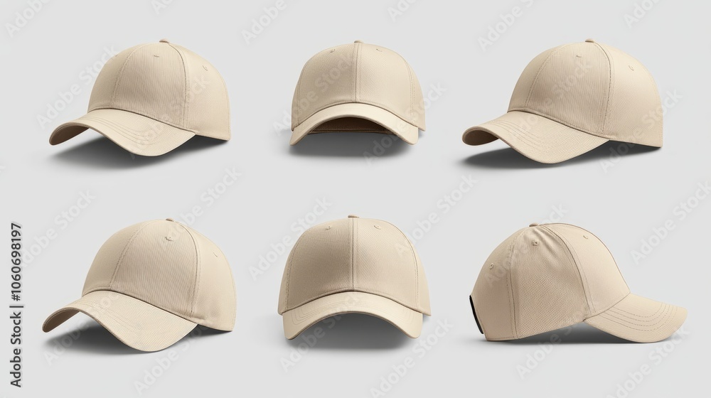 collection of beige Baseball Cap in Angles View Front and Back Mockup collection of beige Baseball Cap in Angles View Front and Back Mockup