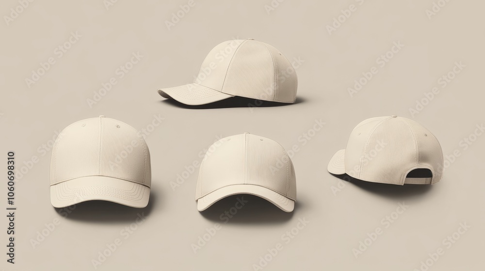 collection of beige Baseball Cap in Angles View Front and Back Mockup collection of beige Baseball Cap in Angles View Front and Back Mockup