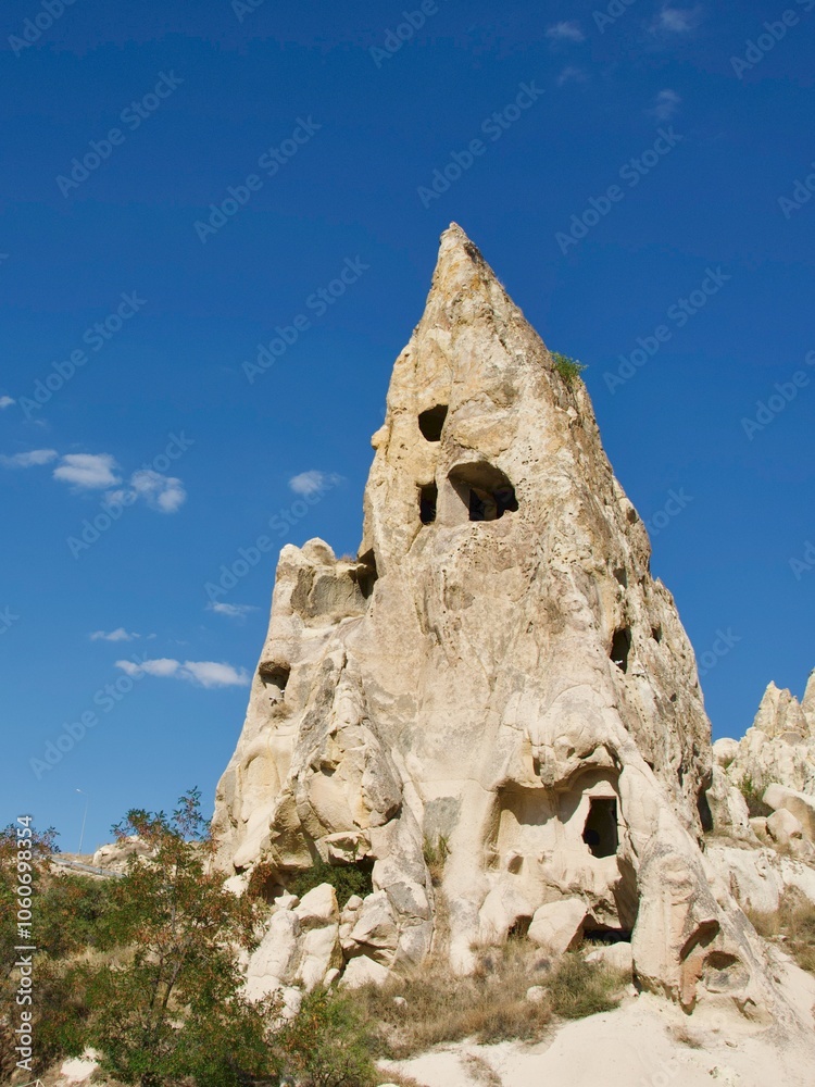 Different landscape of tuff formation in Goreme Historical National Park in Cappadocia, Turkey