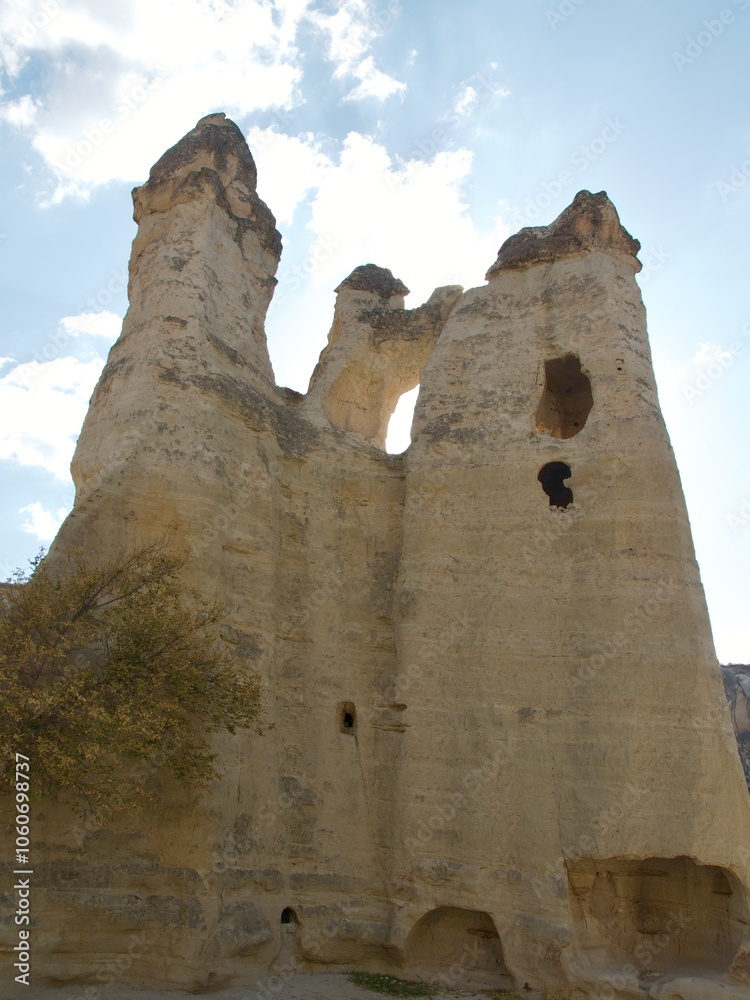 Different landscape of tuff formation in Goreme Historical National Park in Cappadocia, Turkey