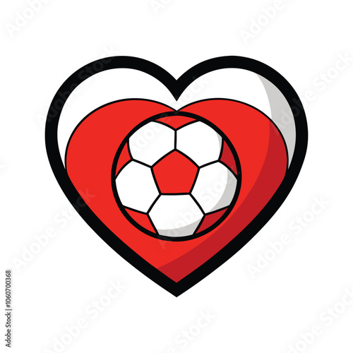 Soccer Ball Heart Shape Cartoon. Soccer ball heart