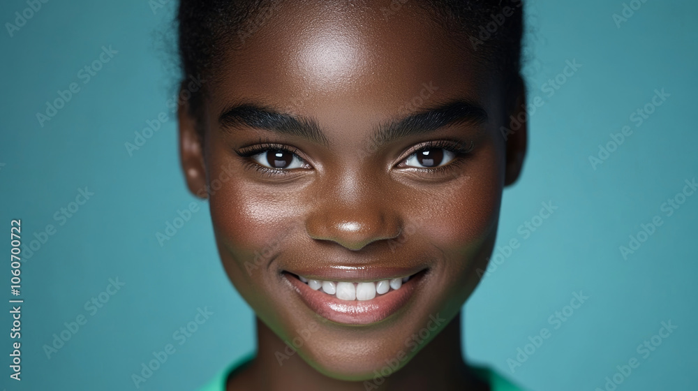 Cheerful woman with radiant smile, close up portrait showcasing glowing skin and expressive eyes. Her joyful demeanor brings warmth and positivity Cheerful woman with radiant smile, close up portrait showcasing glowing skin and expressive eyes. Her joyful demeanor brings warmth and positivity