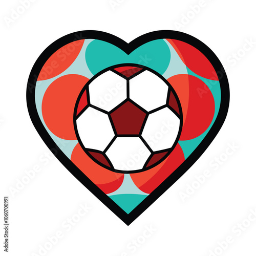 Soccer Ball Heart Shape Cartoon. Soccer ball heart