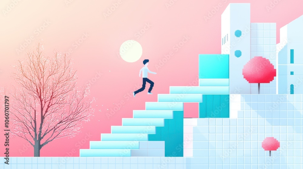 A pixel art animation of a character jumping, running, and interacting with their environment, showcasing the creative possibilities of pixelated animation. A pixel art animation of a character jumping, running, and interacting with their environment, showcasing the creative possibilities of pixelated animation.