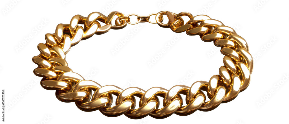 Obraz premium Gold chain bracelet isolate on transparent background, cutout, png