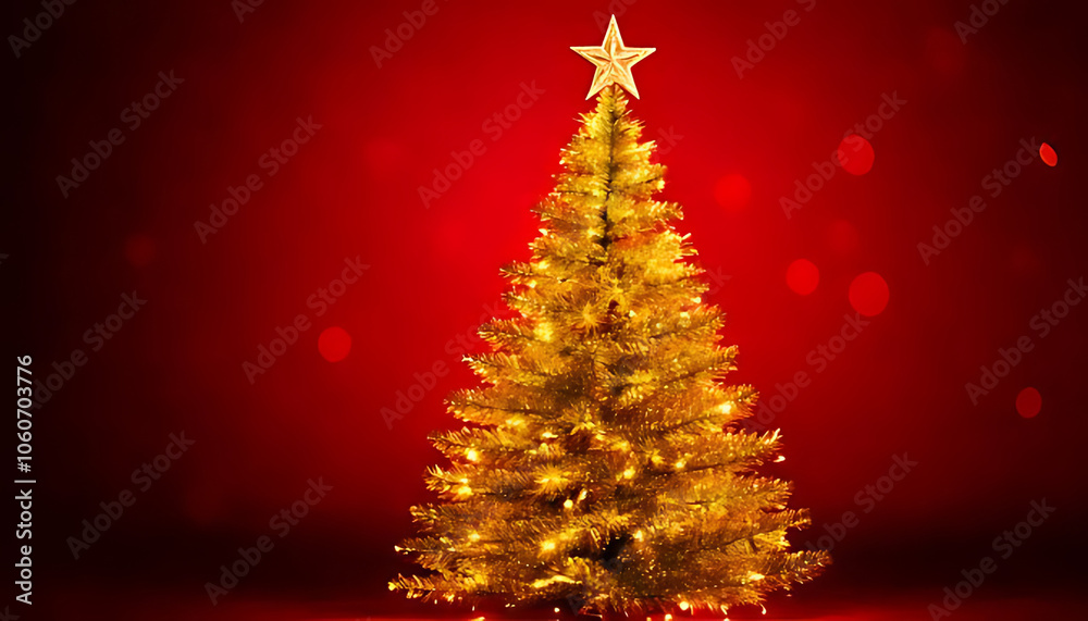 golden lights christmas tree adorn red background bright elegant holiday card merry xmas greetings golden lights christmas tree adorn red background bright elegant holiday card merry xmas greetings