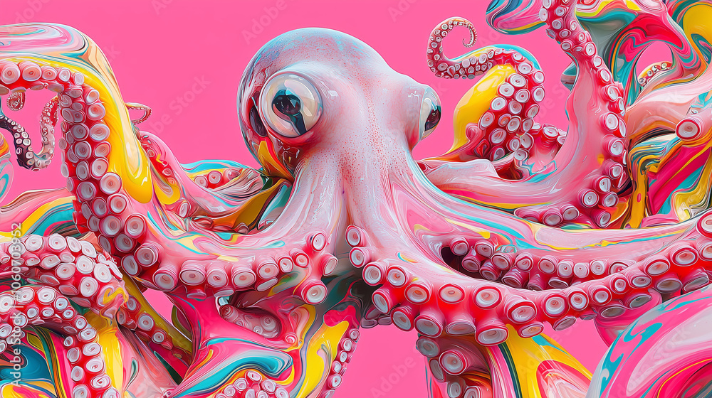 Abstract Colorful Octopus Digital Art