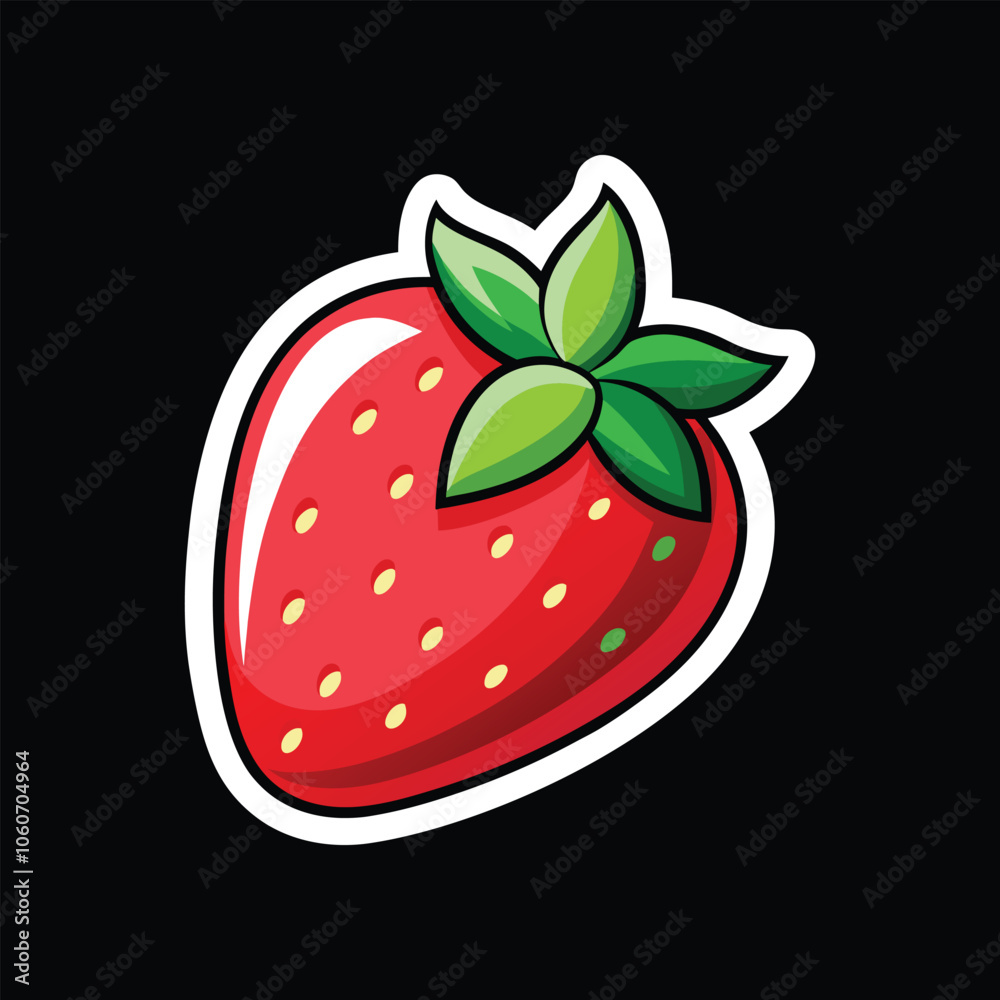 Obraz premium Fruitful red strawberry sticker