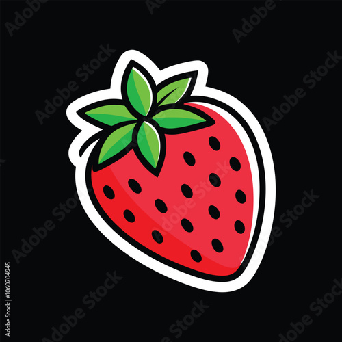 Fruitful red strawberry sticker
