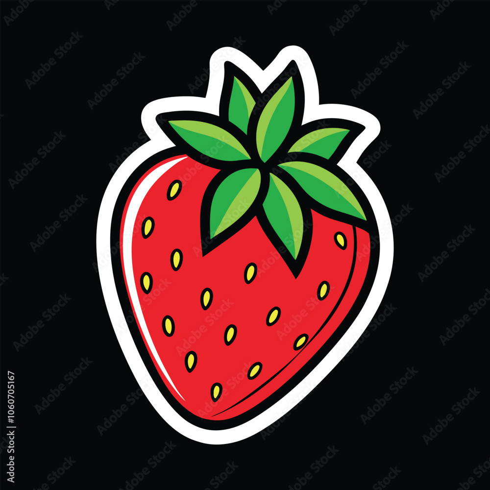 Obraz premium Fruitful red strawberry sticker