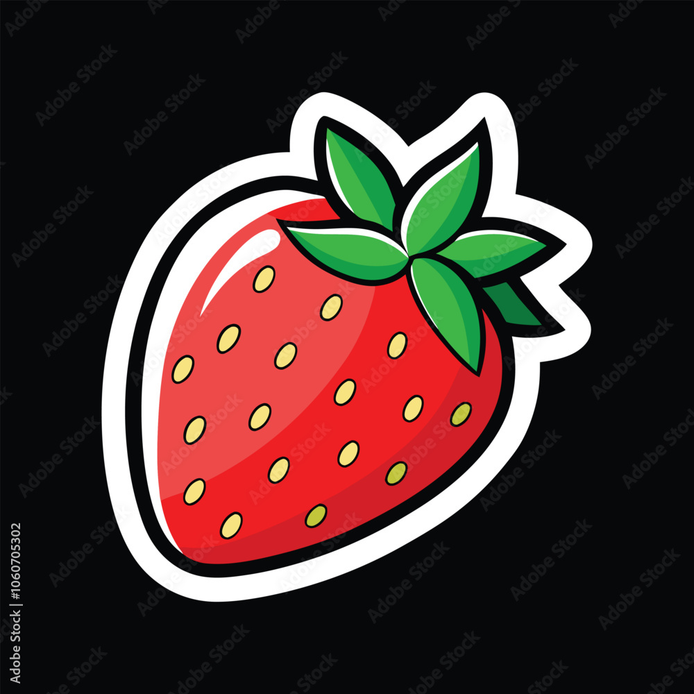 Obraz premium Fruitful red strawberry sticker