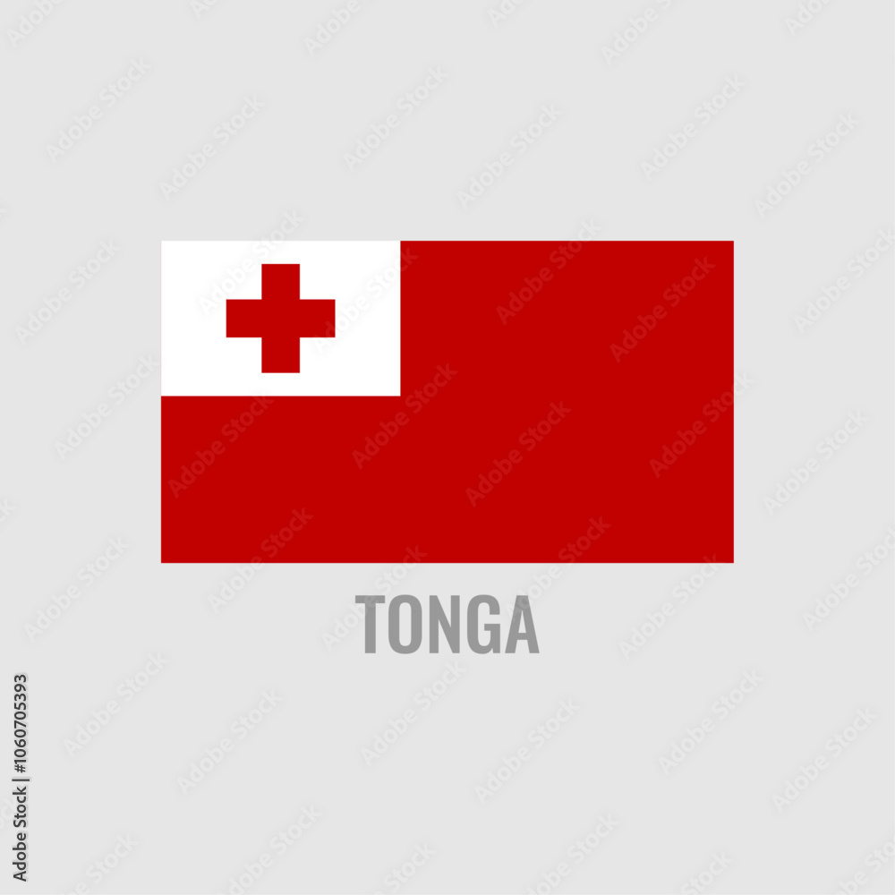 Obraz premium Tonga flag icon. The country sign. Rectangle shape. Vector image.